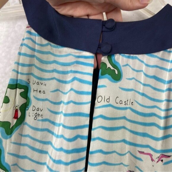 Anthropologie Eva Franco Cartographer Dress Asymmetrical Sleeveless Sz 2 - Picture 6 of 16